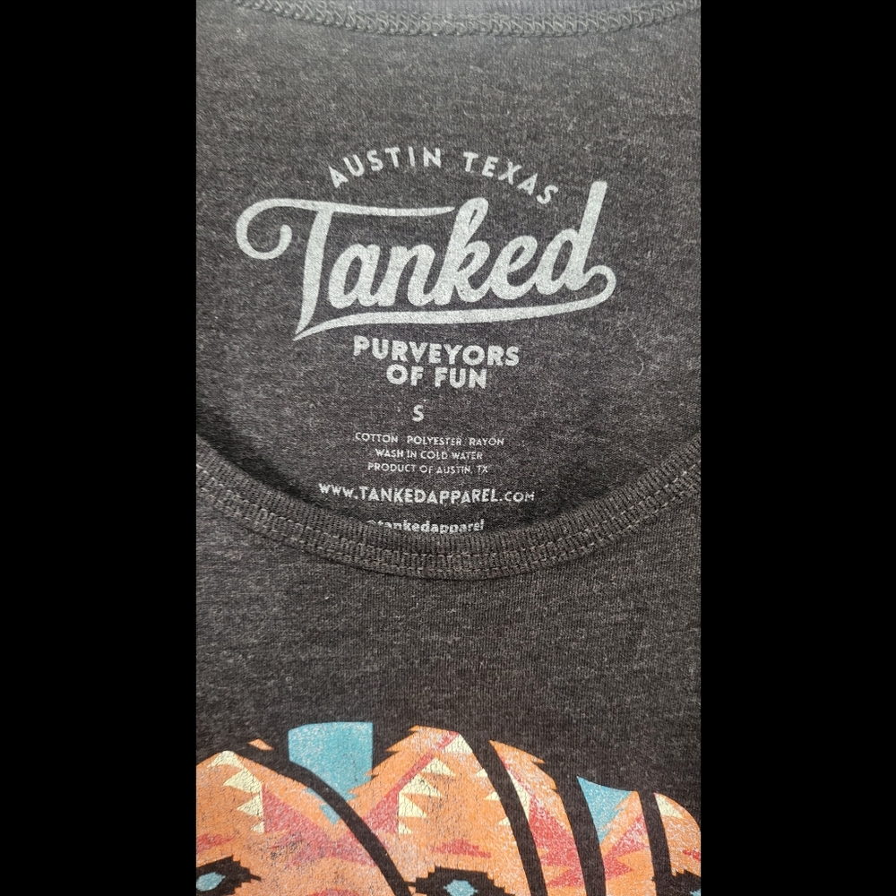 🌿Austin Texas Tanked Women's Small Heathered-Black Armadillo Tank Top - Picture 5 of 10